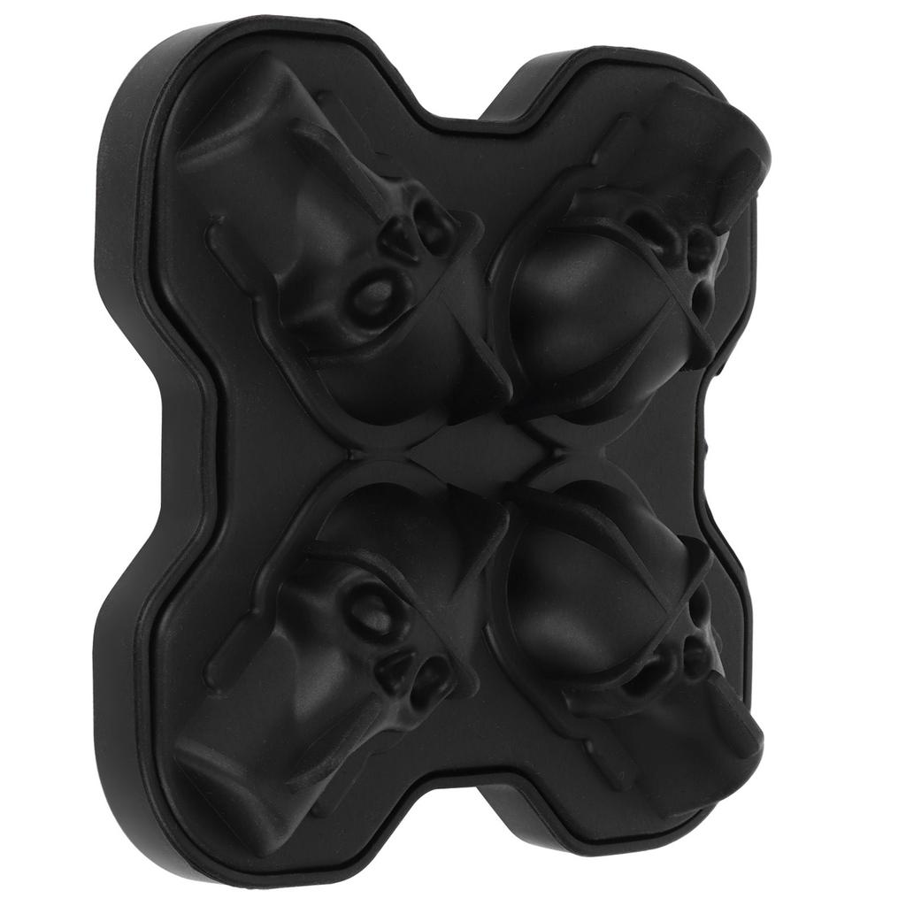 4 Grid Skull Shape Ice Tray Mold Food Grade Silicone Ice Cream Mold for Kitchen Summer