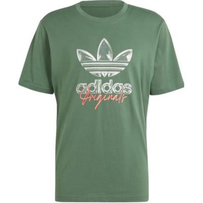 Originals Logo Print Rundhals-Pullover Gerader Schnitt Kurzarm-T-Shirt Herren Tops Grün IS0228