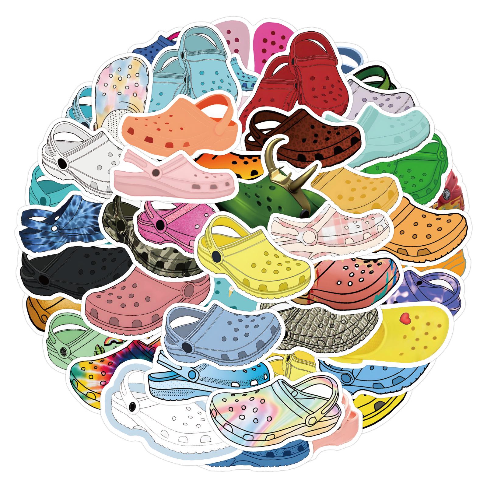 

100 Sheets Stylish Crocs, Notebook, Skateboard, and Luggage Decorative Stickers