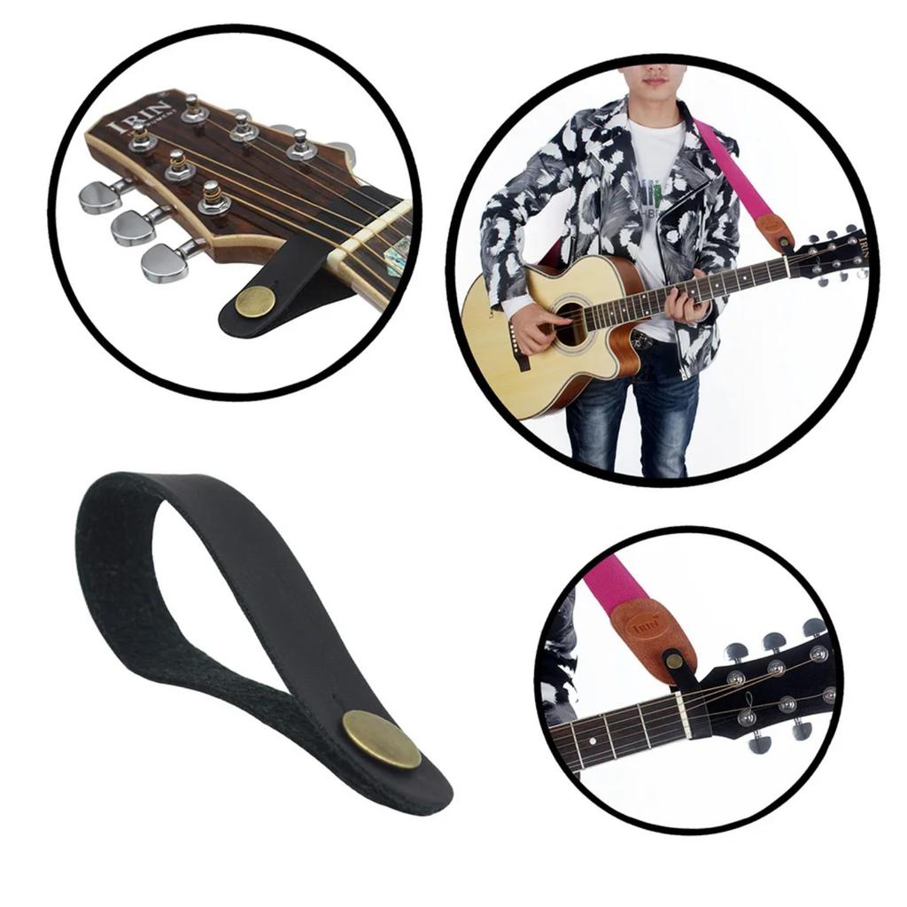 Leather Guitar Strap Holder Button Safe Lock with Strong Metal Fastener Fits Above Neck on Headstock Guitar Accessaries