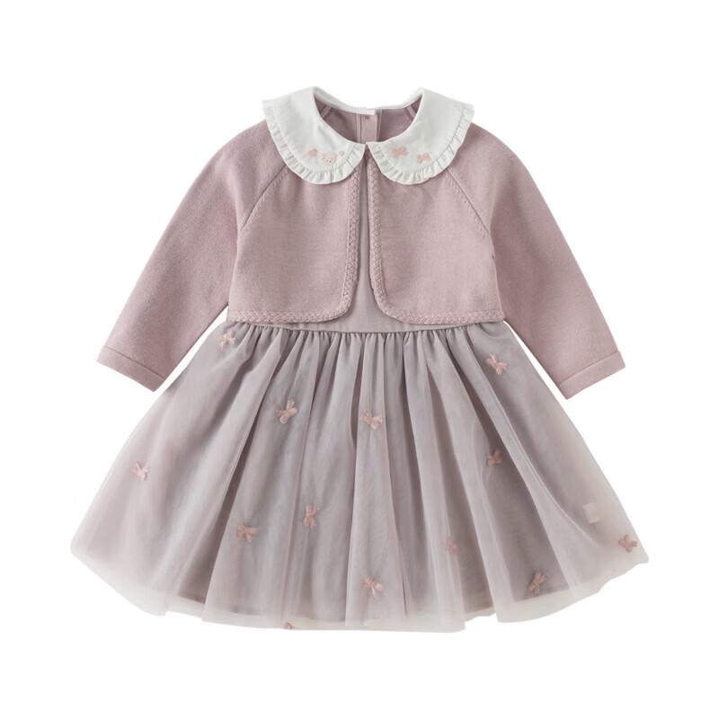 DAVE&BELLA Girls' Faux Two-Piece Princess Sweater Dress