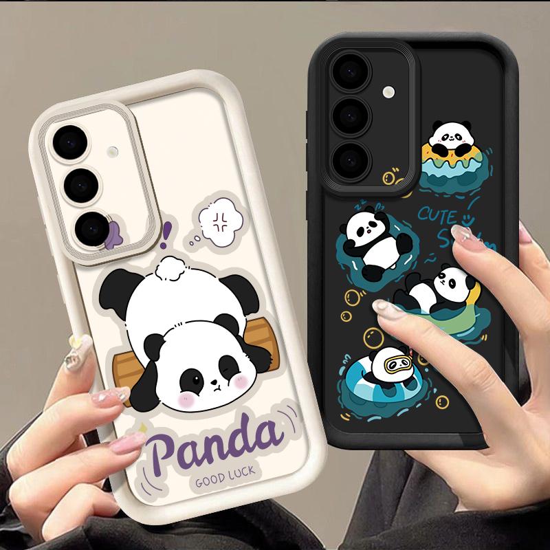Lovely Baby Panda Print Case For Samsung S26 S25 Ultra S24 S23 S22 Plus S21 FE A15 A16 A17 A35 A36 A37 A54 A55 A56 A57 5G Shockproof Bumper Cover