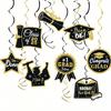 12 buc Aur, Negru Anul Absolvirii 2025 Ornamente Spirale pentru Petrecerea de Absolvire Decor Plafon Negru Auriu Accesorii Cabina Foto Petrecere de Absolvire Petrecere
