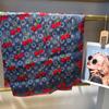 Navy Blue Red Women Pure Silk Scarves Hijabs Elegant Cherry Design 100% Mulberry Silk Square Neck Scarf Shawl 86*86cm