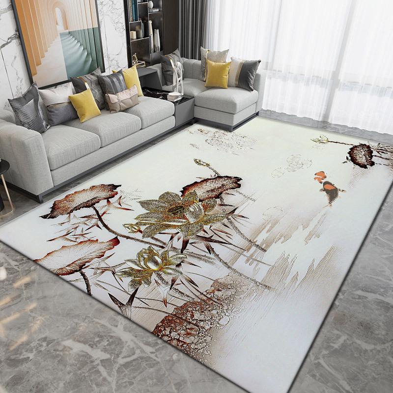 WTEMPO Retro Living Room Carpet  French Medieval Style Sofa Floor Mat Bedroom Bedside Carpet