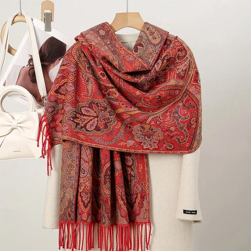 New Shawl Warm Winter Scarf Hijab Women Print Paisley Cashmere Pashmina Thick Wrap Head Neck Foulard Luxury  Blanket Echarpe