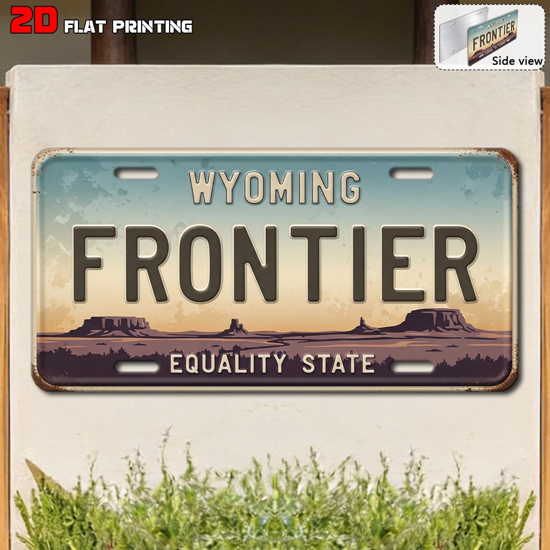 

D Flat pc Wyoming Frontier Vintage Sign inch x inch D Flat Print Frameless Wall Hanging Industrial Style Decor 15x30cm(5.9x7.8inch)