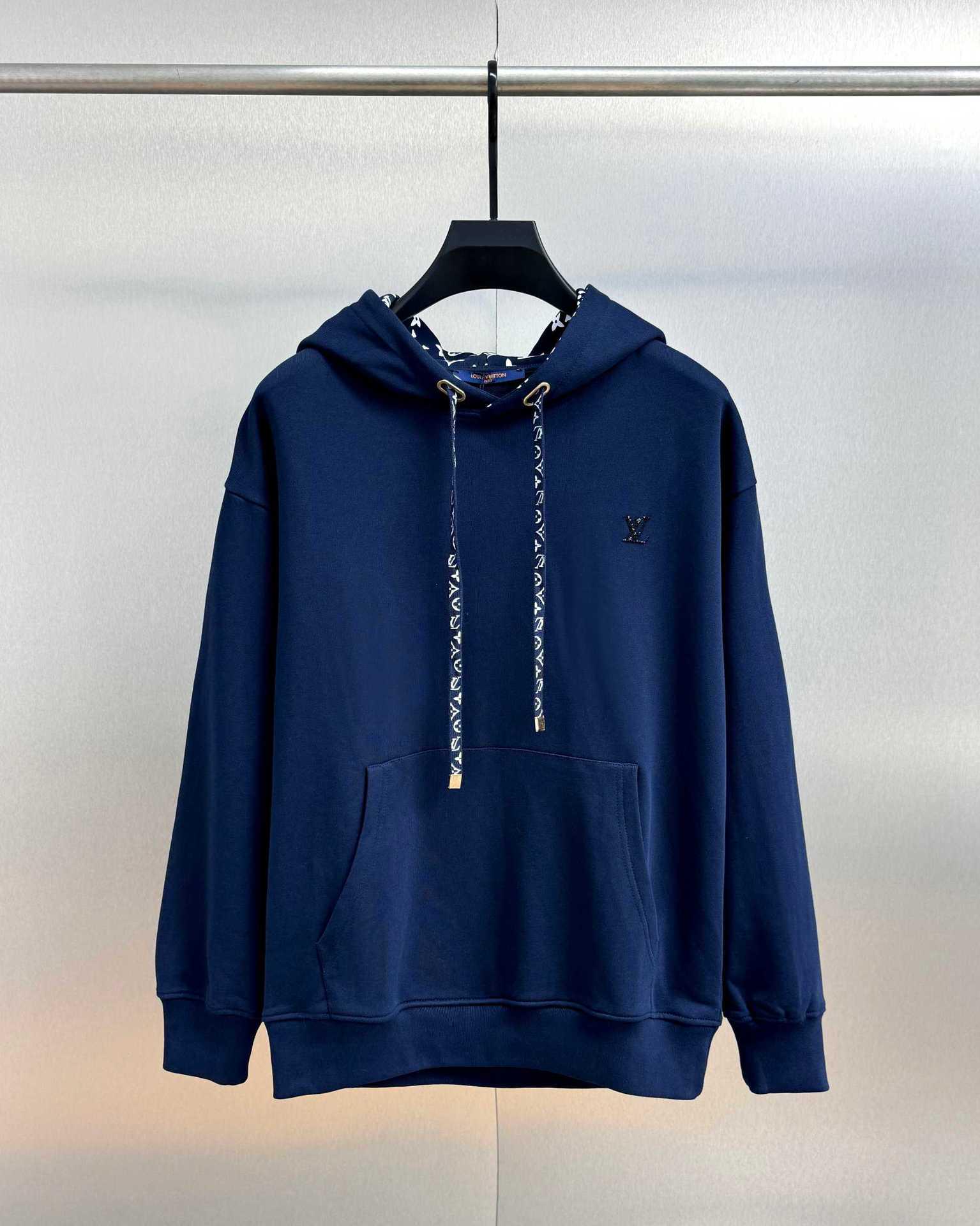 Sanquan Autumn/Winter Fleece-Lined Drawstring Letter Hoodie - Trendy Luxury Unisex Fashion M синий