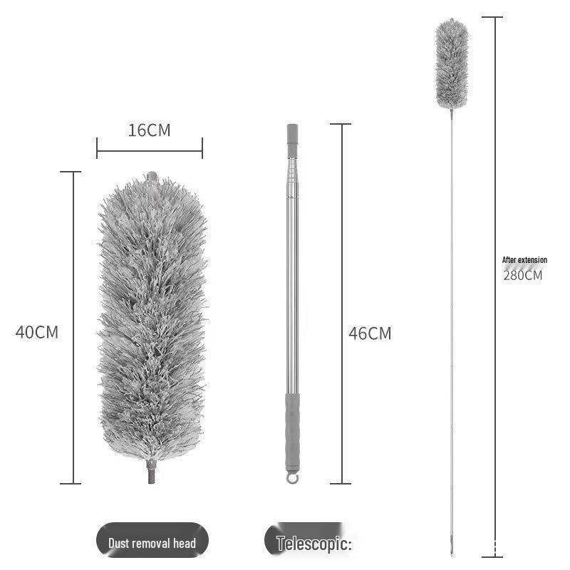 2.8m Retractable Feather Duster for Curved Ceilings - Electrostatic Household Dust Remover