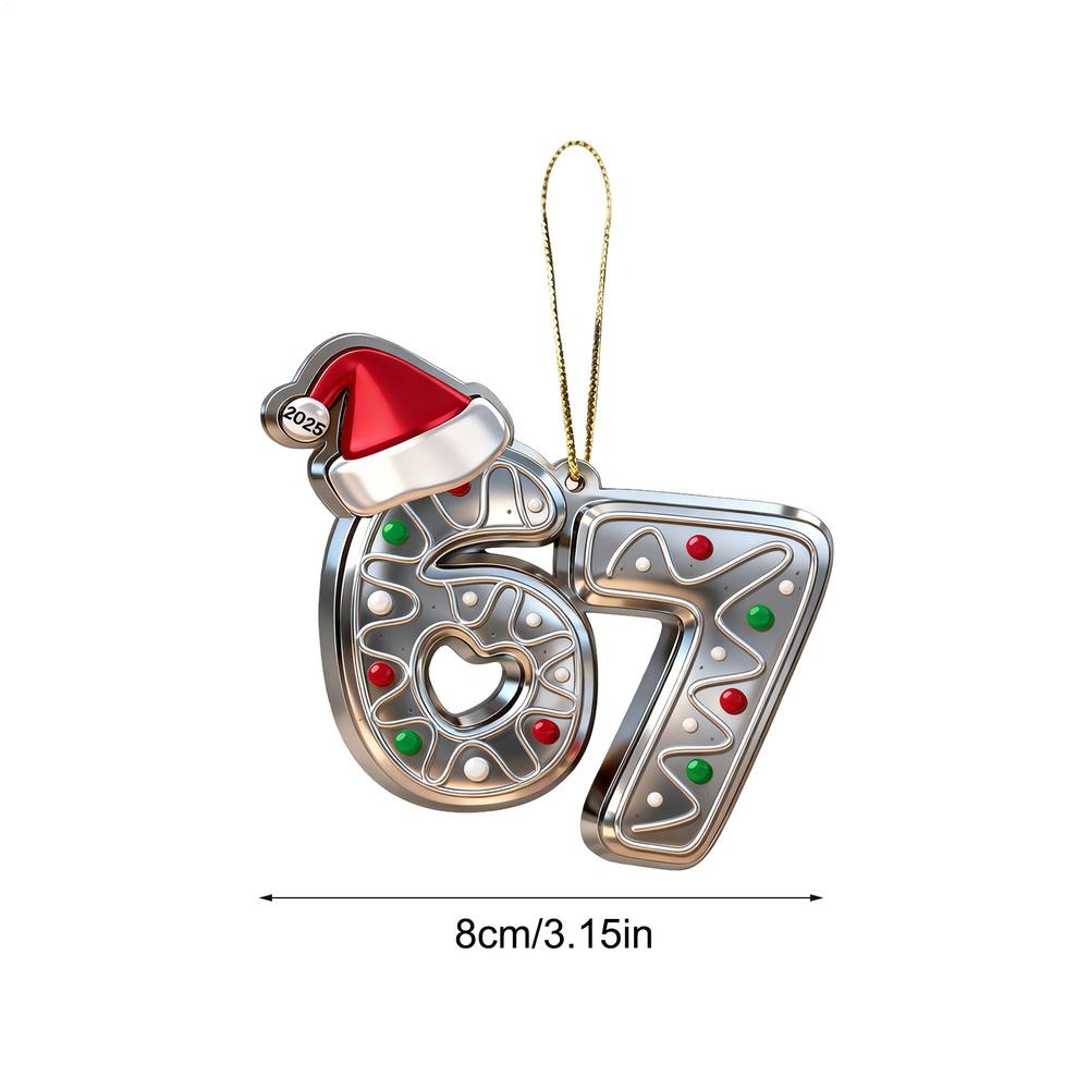 67 Ornament 2D Acrylic Funny Reusable Christmas Decor 67 Meme Ornament Holiday Decorations for Holiday Birthday Wall Door Window