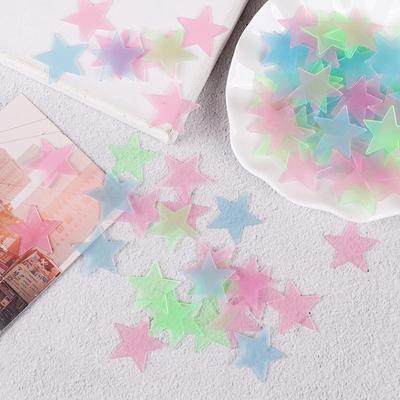 100Pcs 3D Stars Glow In Dark Luminous Fluorescent Plastic Wall Sticker Home