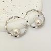 Korean Simple Big Pearl Ball Metal Hoop Earrings For Women Temperament C Shape Earrings Exaggerated Party Jewelry Gift