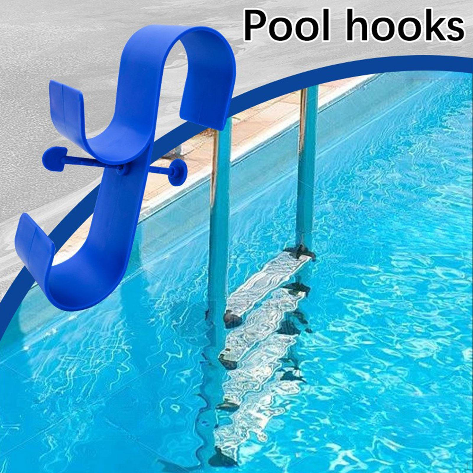 

Вешалка для столбов у бассейна, держатель сетки для сбора листьев у бассейна, органайзер с двумя крючками, щетка для оборудования синий