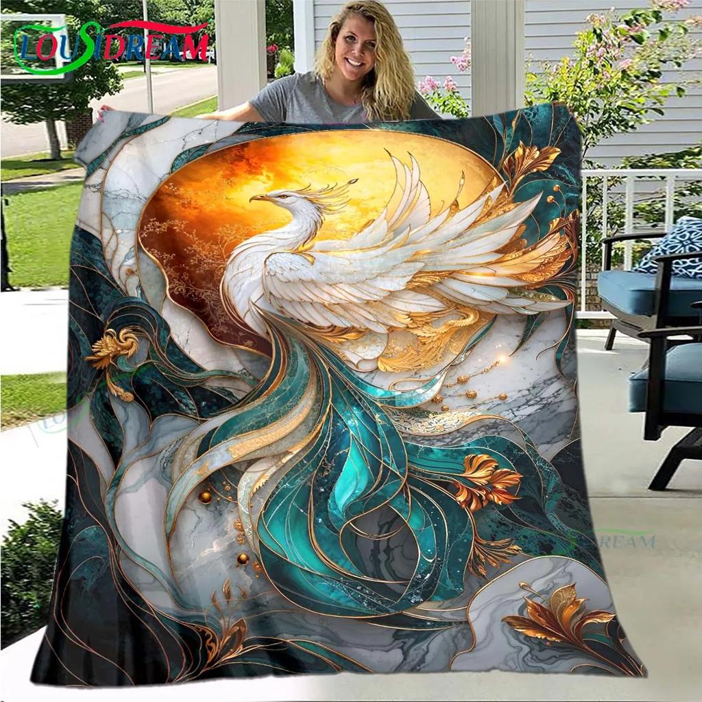 3D Popular Mythical Beast Phoenix Blanket,Flannel Throw Blanket for Home Bedroom Bed Sofa Picnic Office Hiking Leisure Nap Gift