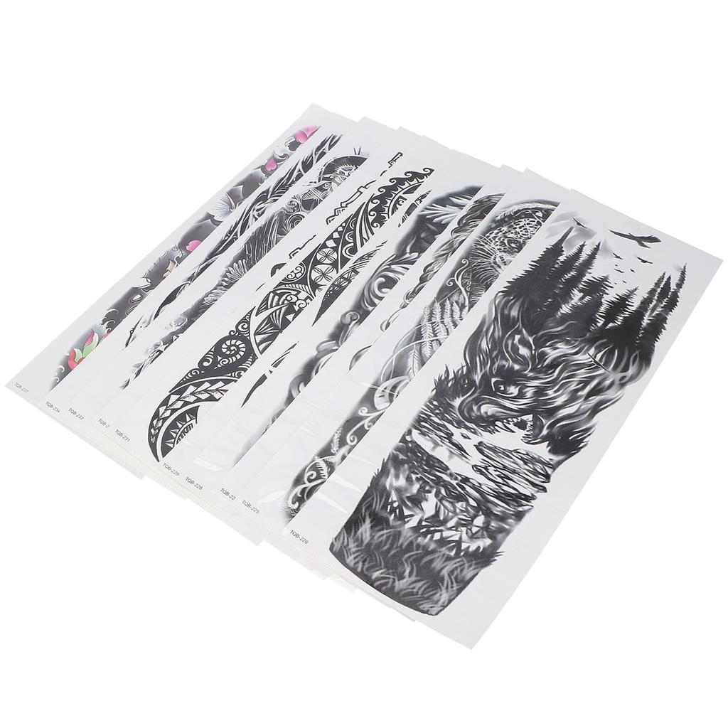 10pcs Full Sleeve Temporary Tattoos Stickers Large Unisex Watrproof Arm Fake Tattoo