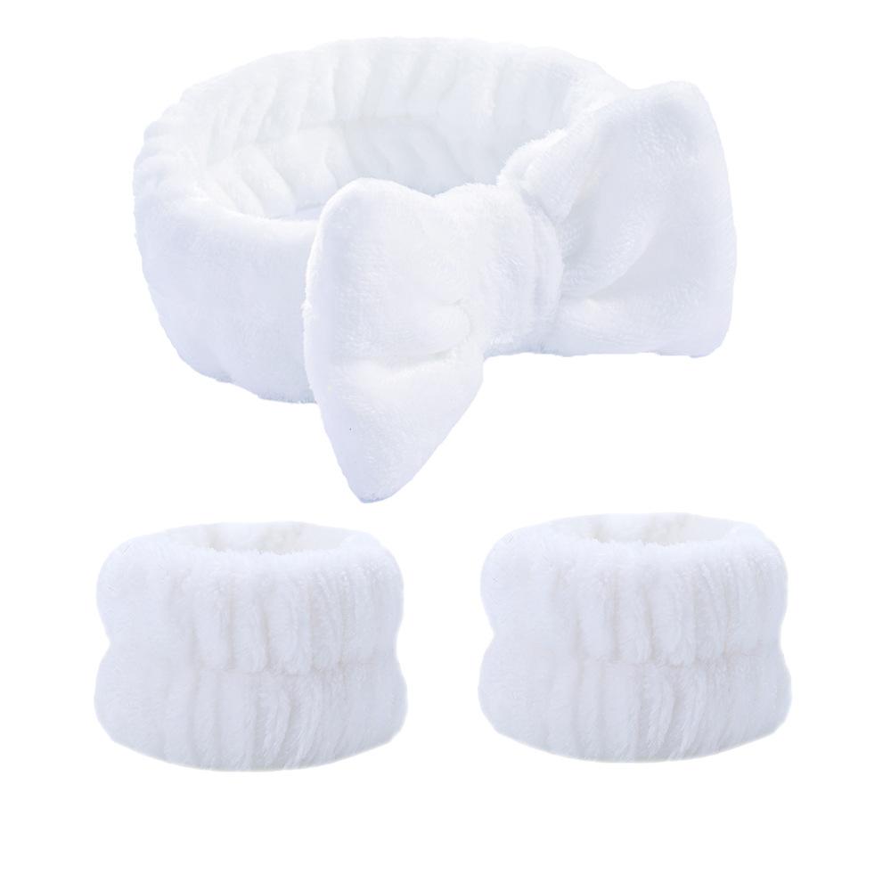 Wash Face Headbands 3PCS Women Coral Fleece Hair Bands Cuff Waterproof Bands Absorbent Wristbands Head Band Hair Accessories Set