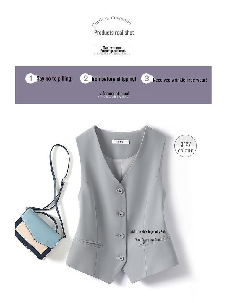 Gray Women's Petite Sleeveless Suit Vest - New Outerwear Top