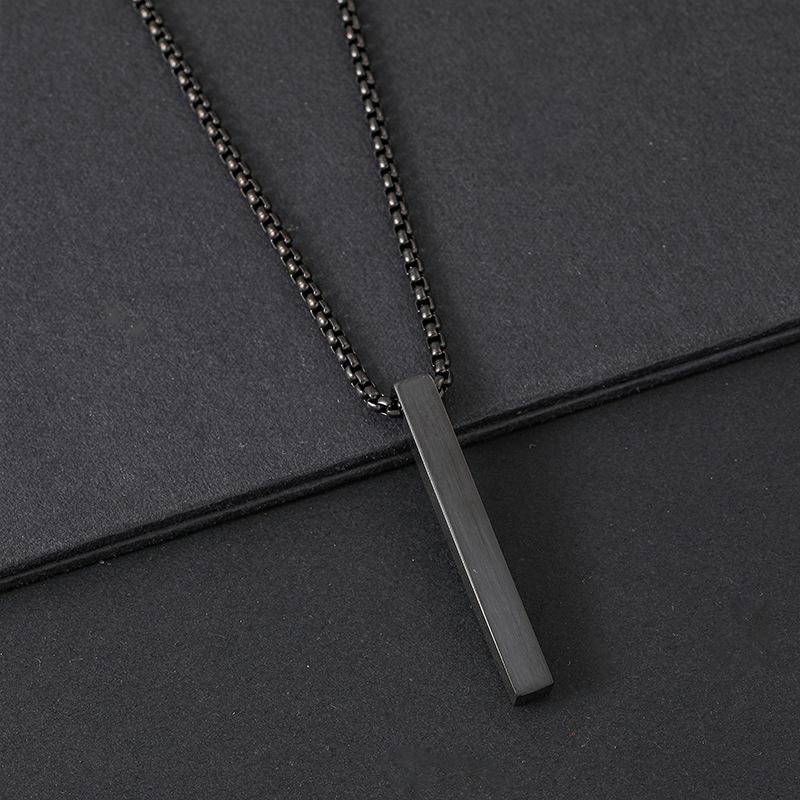 Engraved Stainless Steel Cubic Pillar Necklace – Festival Gift with Laser Color Printing