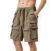 Men's Casual Loose Fit Multi Pocket Cargo Shorts Elastic Waistband Drawstring Outdoor Utility Shorts for Summer