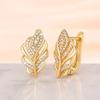 Exquisite Luxury Shining 5A Zircon Leaf Wheat Ear Stud Earrings for Women Korean High Quality Stainless Steel Jewelry Accessory