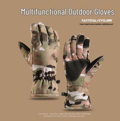 Men's Winter Tactical Gloves: Cold-Proof, Fleece-Lined, Windproof, Touchscreen-Compatible for Outdoor Motorcycle Riding.
