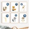 Canvas Painting Cute Raccoon Squirrel Penguin Balloon Nordic Wall Art Posters And Prints Nursery Wall Pictures Kids Room Decor