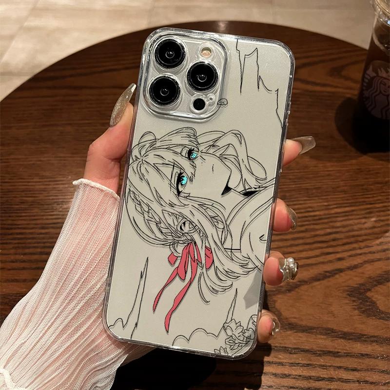 

Violet Evergarden Line Art Anime Phone Case for iPhone 15/14/13/12 - Transparent Protective Cover XIAOMI 17 Ultra різнокольоровий