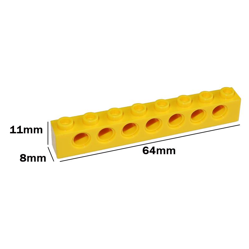 MOC Technology Assemble Particles Brick 1x8 with 7 Holes 3702 DIY Brick Playset Learning  Educational Toys  Playsets for Kids