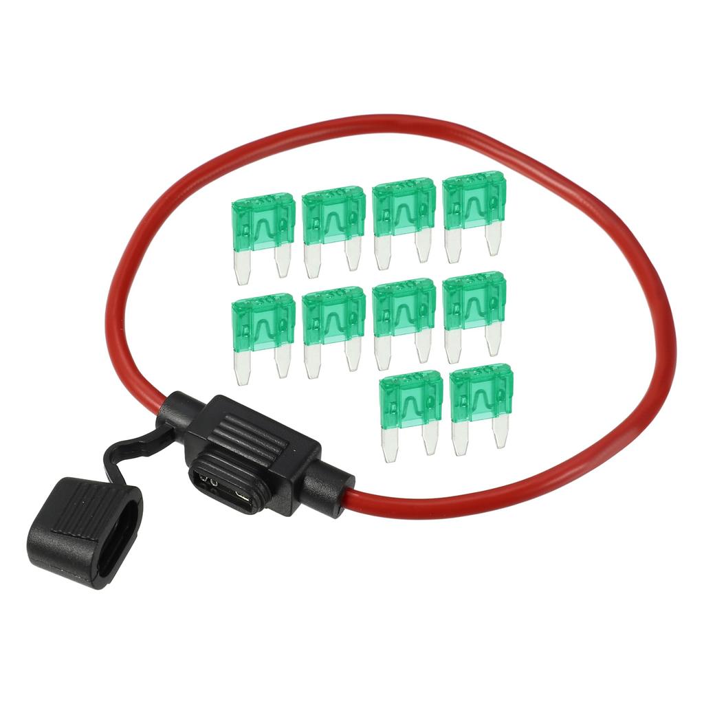 ABSOPRO Fuse Holder 30A Mini Style Fuse 12 AWG Fuse Holder Waterproof 12