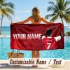 Custom Text Beach Towel, Soft Absorbent Swimming Multi-use TowelBukayo Saka