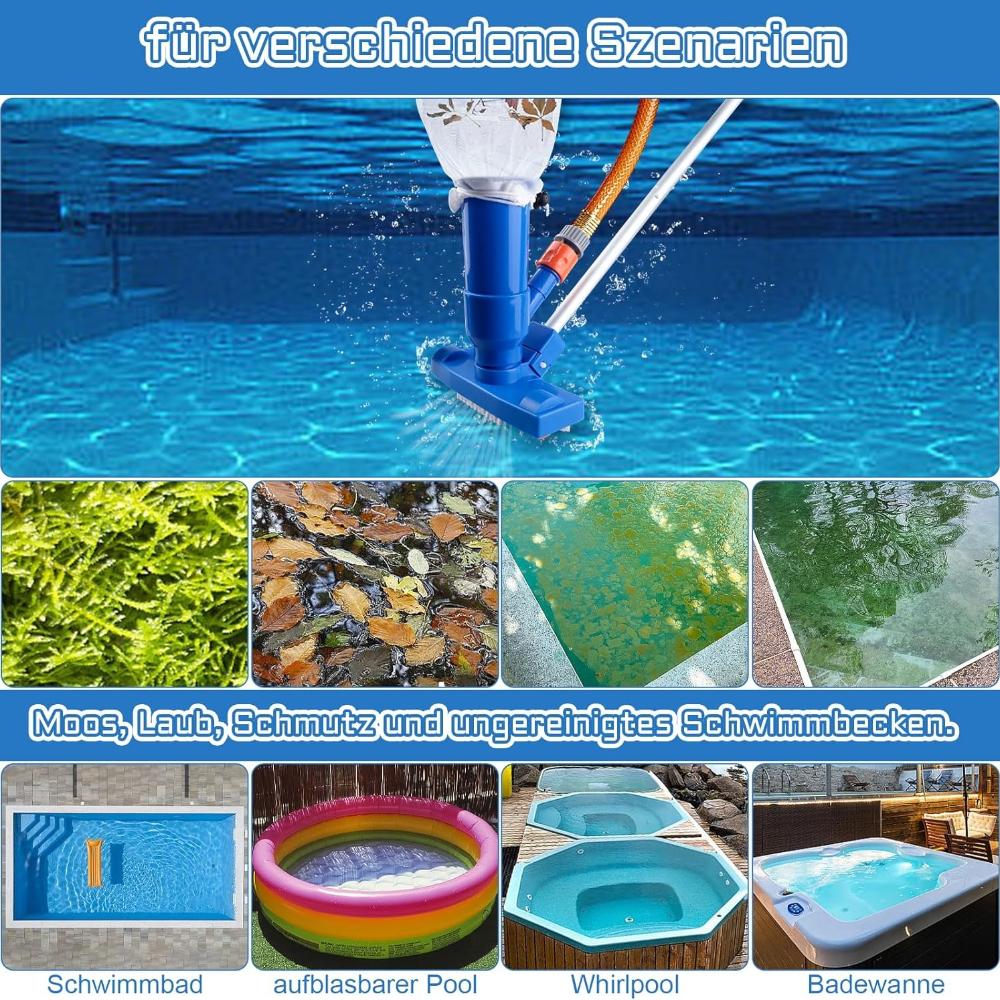 Portable Pool Vacuum Cleaning Set, Pool Cleaning Floor Vacuum Cleaner, Handheld Pool Vacuum Cleaner, for Swimming Pools, Spas, Ponds, Fountains