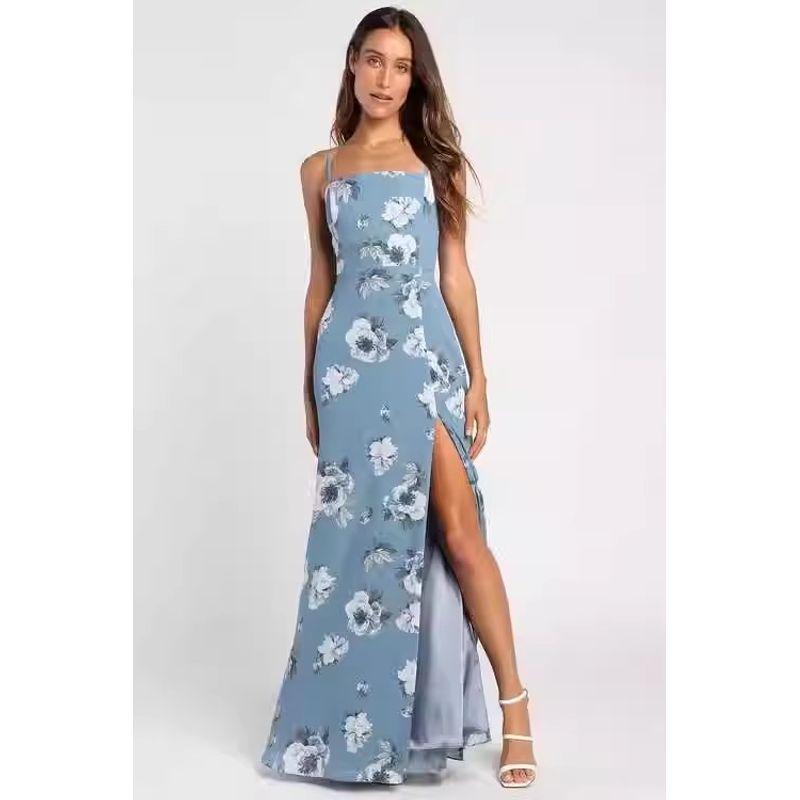 

Заказ внешней торговли Lujia Сверхтяжелая промышленность Бандажный Открытая спина Русалка Мэйдзи Изысканный принт Большой разрез Вечернее платье Вечеринка Длинное платье Light blue flower XL