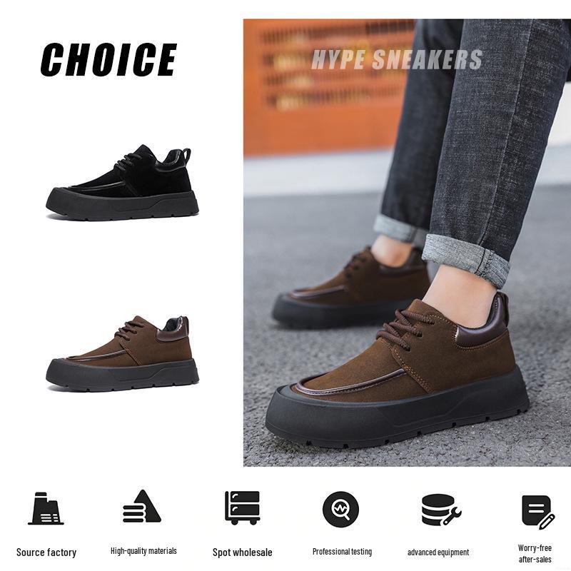 Men's Winter 2024 Retro British Style Thick-Soled Casual Sneakers with Velvet Lining for Teens