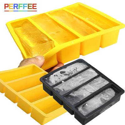 Silicone Ice Cube Tray Strip-shap Ice Cube Mold 4 Grid Large Ice Cubes Mould Non-toxic Durable Kitchen Items Cocktail Tools