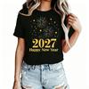 Happy New Year Fireworks Celebration Womens TShirt Cotton Funny Graphic Short Sleeve Tee Novelty Shirt Casual Crew Neck Top SXl