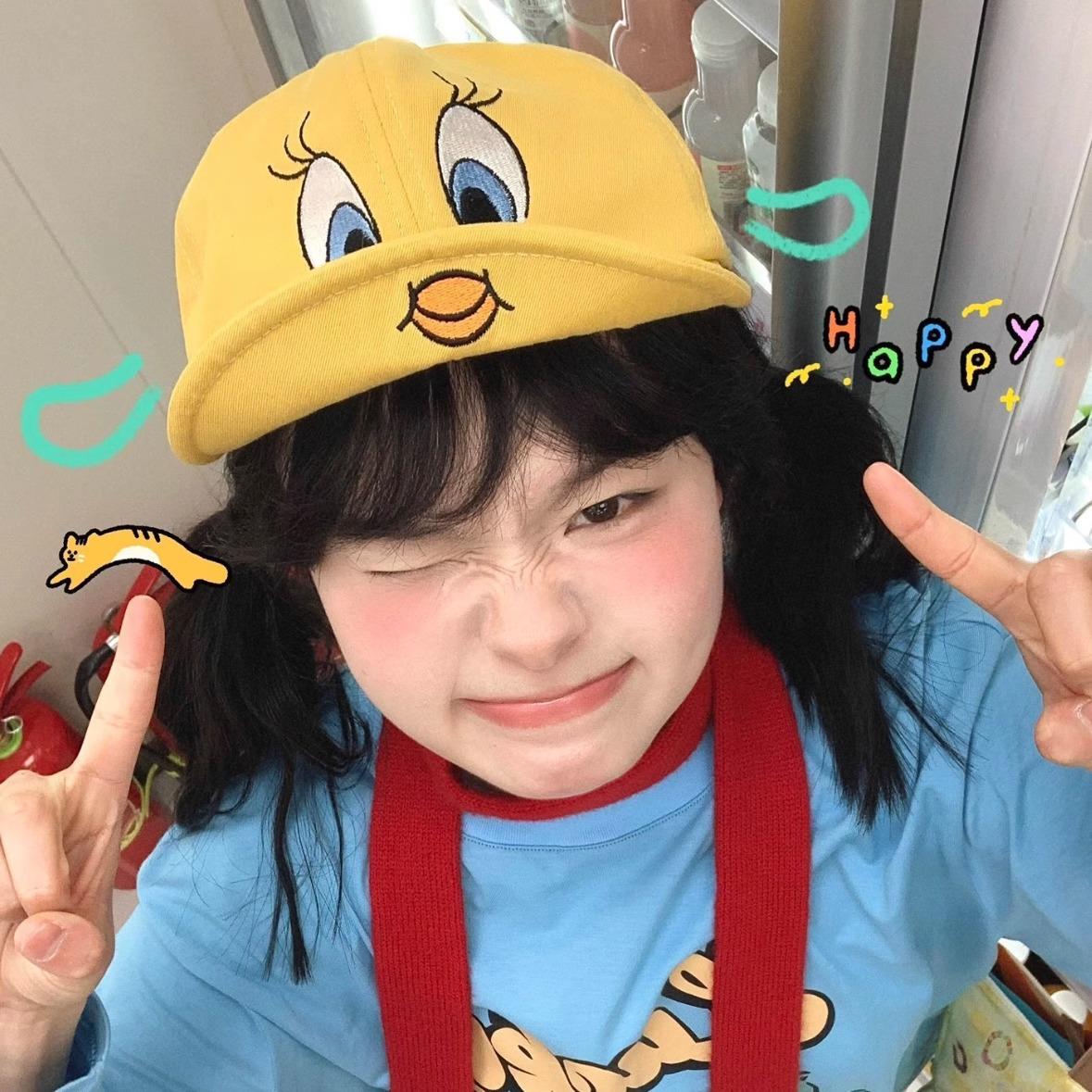 Korean version ins Cui Di Cui Er flip-top cap children cute cartoon little yellow duck Cui Di sunshade baseball cap tide One size fits all