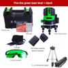 2/3/5 Line Green Light Laser Level Rechargeable Self-Leveling Spirit Level Outdoor Horizontal Vertical Cross Measure Tool 195 * 135mm