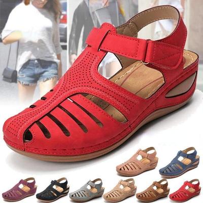 Woman Sandals Summer Vintage Wedge Sandals Casual Cutout Loophole Women Shoes Female Ladies Platform Retro Sandalias Plus Size