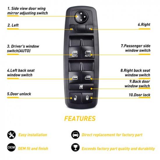 Master Power Window Switch For Dodge Ram 1500 2500 3500 Truck Crew Cab 2009-2012