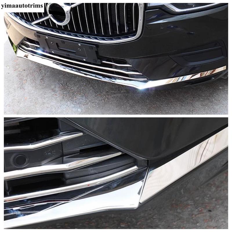 Car Front Bumper Lip Lower Grille Strip Decoration Cover Trim Stainless Steel Exterior Accessories For Volvo XC60 2018 -