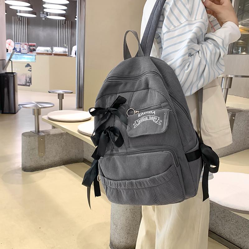 Student Schoolbag Women's Corduroy Backpack Large Capacity Backpack