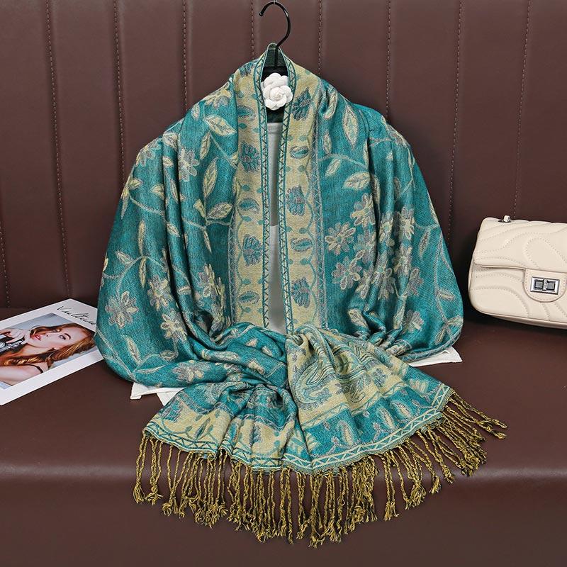Paisley Pashmina Shawl Scarf Women Jacquard Cashew Printed Scarves Borders Female Tassel Travel Blanket Wraps Ethnic Shawls