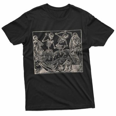 Dans van de Dood Macaber Skelet Gotische Waaijer T-shirt