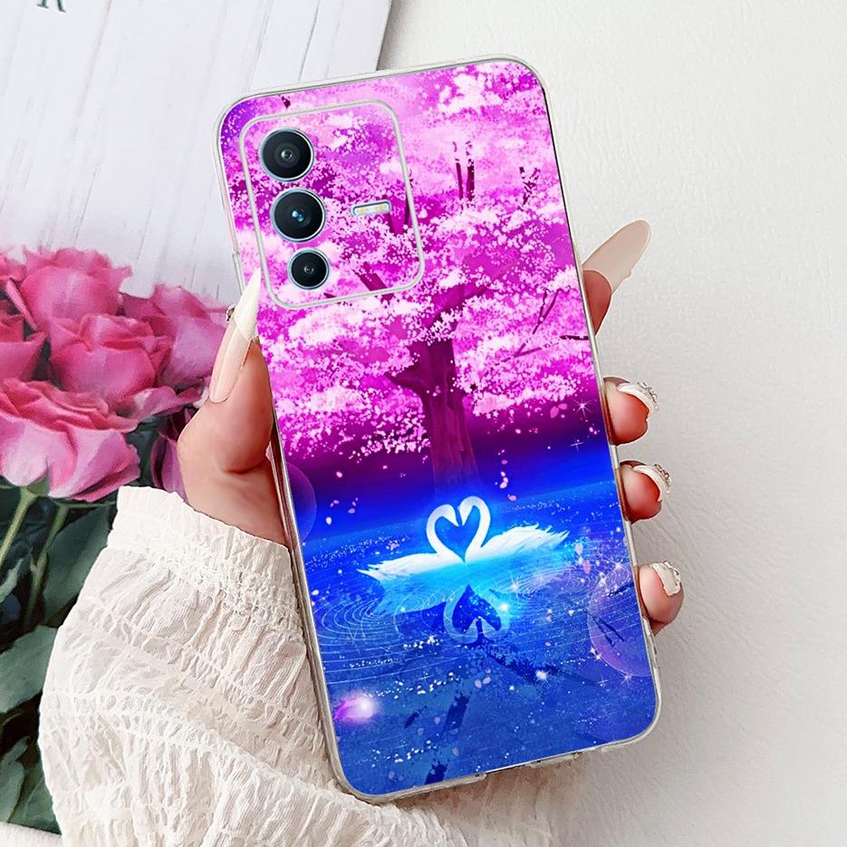For Vivo V23 Pro Case V2132 Cute Love Heart Painted Cover Soft Slim Phone Case For Vivo V23e V 23 Pro VivoV23 5G Back Cover Bags