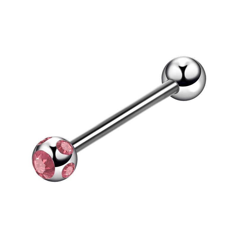 Stainless Steel Colorful Diamond Tongue Piercing Barbell for Ear Cartilage | Body Jewelry 