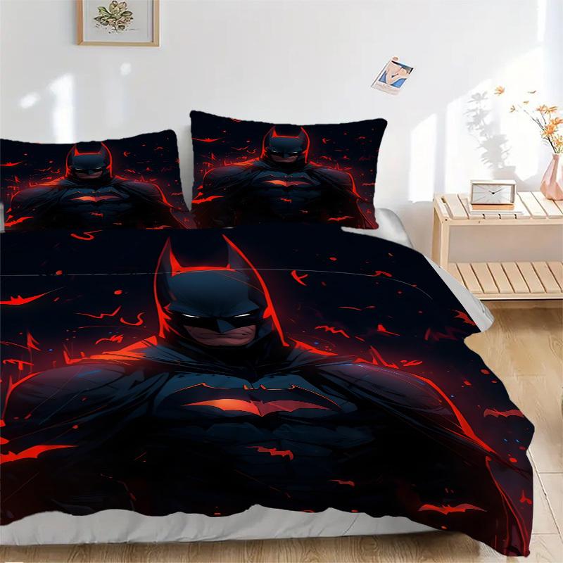 3pcs Batman Bedding Set, Soft Polyester Duvet Cover and Pillowcases Machine Washable Seasons all suitable & Guest Room Decor261