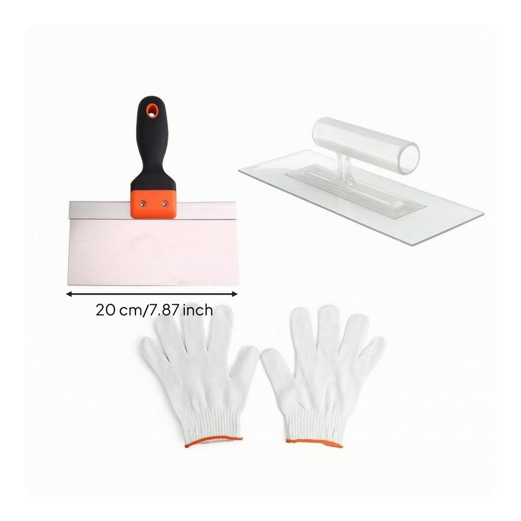 Putty Knife with Smoothing Tool and Work Gloves Reinforced Stainless Steel NonSlip Grip