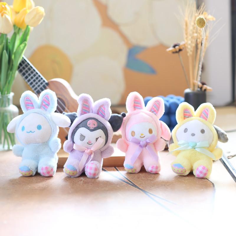 Cute Kuromi Cinnamoroll My Melody With Bow Rabbit Shaped Plush Pendant Toy
