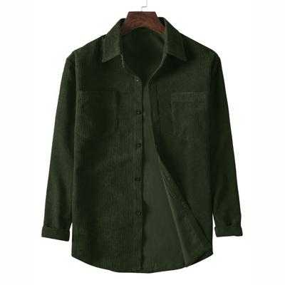 Men's Casual Long Sleeved Corduroy Solid Color Lapel Shirt