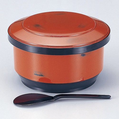 

[A] Izumi Rice Bowl, Negoro, 2-Person, Flat-Topped, 18 x 10cm, Interior Dimensions: 15.5 x 8.4cm, 290g [Echizen Lacquerware] | Japanese Restaurant, In